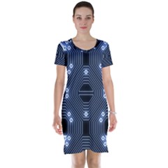 A Completely Seamless Tile Able Techy Circuit Background Short Sleeve Nightdress by Simbadda