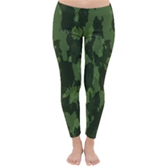 Camouflage Green Army Texture Classic Winter Leggings by Simbadda