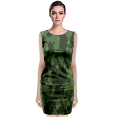 Camouflage Green Army Texture Classic Sleeveless Midi Dress by Simbadda