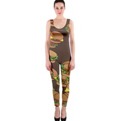 A Fun Cartoon Cheese Burger Tiling Pattern Onepiece Catsuit by Simbadda