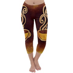 Coffee Drink Abstract Capri Winter Leggings  by Simbadda