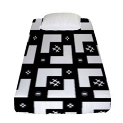 Abstract Pattern Background  Wallpaper In Black And White Shapes, Lines And Swirls Fitted Sheet (single Size) by Simbadda