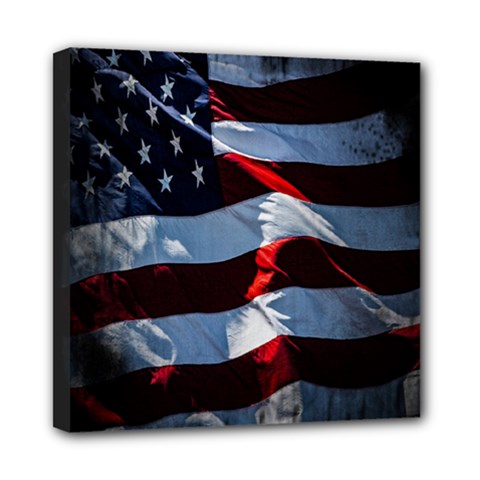 Grunge American Flag Background Mini Canvas 8  X 8  by Simbadda