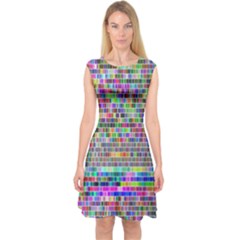 Plasma Gradient Phalanx Capsleeve Midi Dress by Simbadda