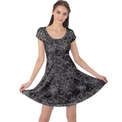 Black Halloween Spider Web Pattern Cap Sleeve Dress by CoolDesigns