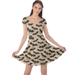 Brown Bats Design Pattern Cap Sleeve Dress by CoolDesigns