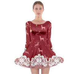 Xmas Red Lace Long Sleeve Skater Dress by CoolDesigns