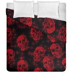 Sparkling Glitter Skulls Red Duvet Cover Double Side (california King Size) by ImpressiveMoments