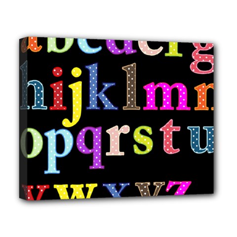 Alphabet Letters Colorful Polka Dots Letters In Lower Case Deluxe Canvas 20  X 16   by Simbadda