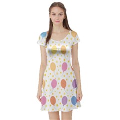 Balloon Star Rainbow Short Sleeve Skater Dress by Mariart