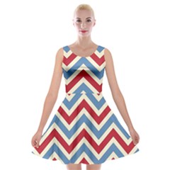 Zig Zags Pattern Velvet Skater Dress by Valentinaart