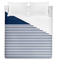 Horizontal Stripes Blue White Line Duvet Cover (queen Size) by Mariart