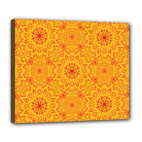 Solar Mandala  Orange Rangoli  Deluxe Canvas 24  X 20  (stretched) by bunart