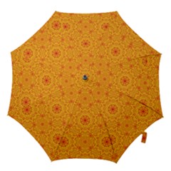 Solar Mandala  Orange Rangoli  Hook Handle Umbrella (large) by bunart