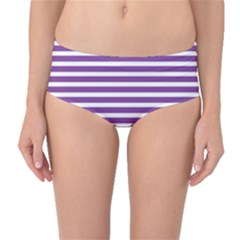 Horizontal Stripes Purple Mid-waist Bikini Bottoms by Mariart