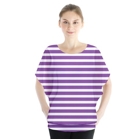 Horizontal Stripes Purple Blouse by Mariart