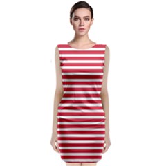 Horizontal Stripes Red Classic Sleeveless Midi Dress by Mariart