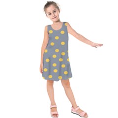 Limpet Polka Dot Yellow Grey Kids  Sleeveless Dress by Mariart