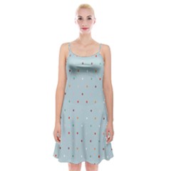 Polka Dot Flooring Blue Orange Blur Spot Spaghetti Strap Velvet Dress by Mariart