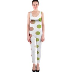 Polka Dot Pink Green Blue Onepiece Catsuit by Mariart