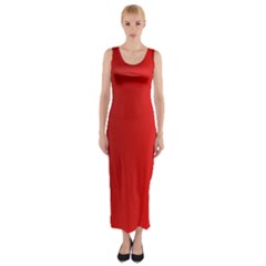 Red Gradient Fractal Backgroun Fitted Maxi Dress by Simbadda