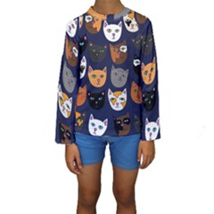 Cat  Kids  Long Sleeve Swimwear by BubbSnugg