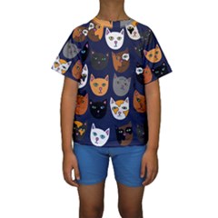 Cat  Kids  Short Sleeve Swimwear by BubbSnugg