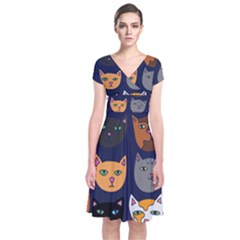 Cat  Short Sleeve Front Wrap Dress by BubbSnugg