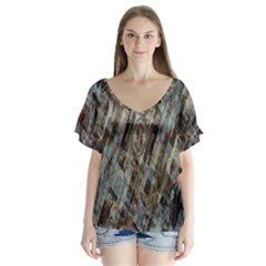 Abstract Chinese Background Created From Building Kaleidoscope Flutter Sleeve Top by Simbadda