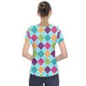 Colorful Quatrefoil Pattern Wallpaper Background Design Short Sleeve Front Detail Top View2