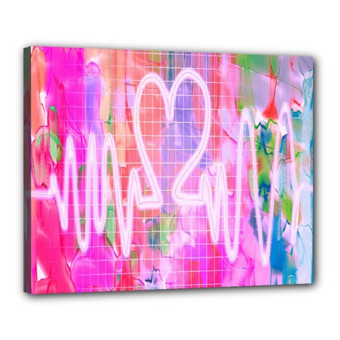 Watercolour Heartbeat Monitor Canvas 20  X 16  by Simbadda