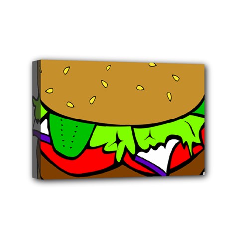 Fast Food Lunch Dinner Hamburger Cheese Vegetables Bread Mini Canvas 6  X 4  by Mariart