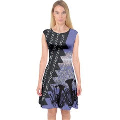 Music Note Capsleeve Midi Dress by PattyVilleDesigns