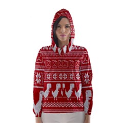 Red Dinosaur Star Wave Chevron Waves Line Fabric Animals Hooded Wind Breaker (women) by Mariart