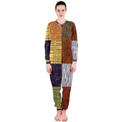 Blocky Filters Yellow Brown Purple Red Grey Color Rainbow Onepiece Jumpsuit (ladies)  by Mariart