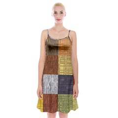 Blocky Filters Yellow Brown Purple Red Grey Color Rainbow Spaghetti Strap Velvet Dress by Mariart