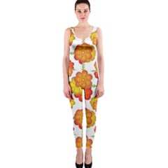 Colorful Stylized Floral Pattern Onepiece Catsuit by dflcprintsclothing