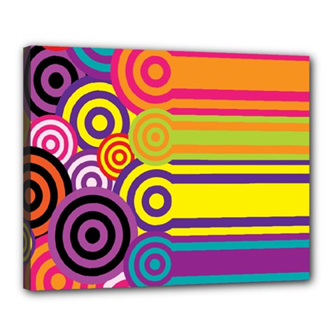 Retro Circles And Stripes Colorful 60s And 70s Style Circles And Stripes Background Canvas 20  X 16  by Simbadda