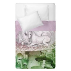 Wonderful Unicorn With Foal On A Mushroom Duvet Cover Double Side (single Size) by FantasyWorld7