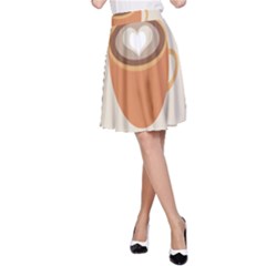 Artin Coffee Chocolate Brown Heart Love A-line Skirt by Mariart