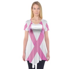 Breast Cancer Ribbon Pink Short Sleeve Tunic  by Mariart