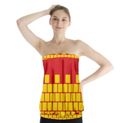 Firewall Bridge Signal Yellow Red Strapless Top by Mariart