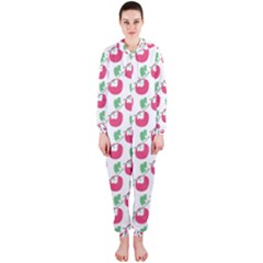 Fruit Pink Green Mangosteen Hooded Jumpsuit (ladies)  by Mariart