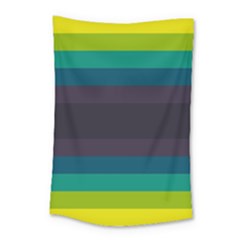 Neon Stripes Line Horizon Color Rainbow Yellow Blue Purple Black Small Tapestry by Mariart