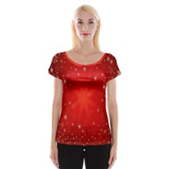 Red Holiday Background Red Abstract With Star Women s Cap Sleeve Top by Nexatart