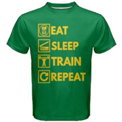 Green & Yellow Eat Sleep Train Repeat Men s Cotton Tee by ThinkOutisdeTheBox