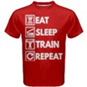 Red & White Eat Sleep Train Repeat Men s Cotton Tee View1