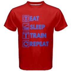 Red & Blue Eat Sleep Train Repeat Men s Cotton Tee by ThinkOutisdeTheBox