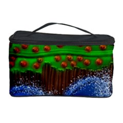 Beaded Landscape Textured Abstract Landscape With Sea Waves In The Foreground And Trees In The Background Cosmetic Storage Case by Nexatart