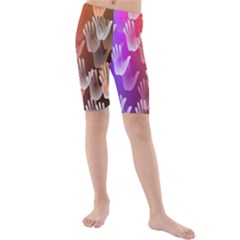 Clipart Hands Background Pattern Kids  Mid Length Swim Shorts by Nexatart